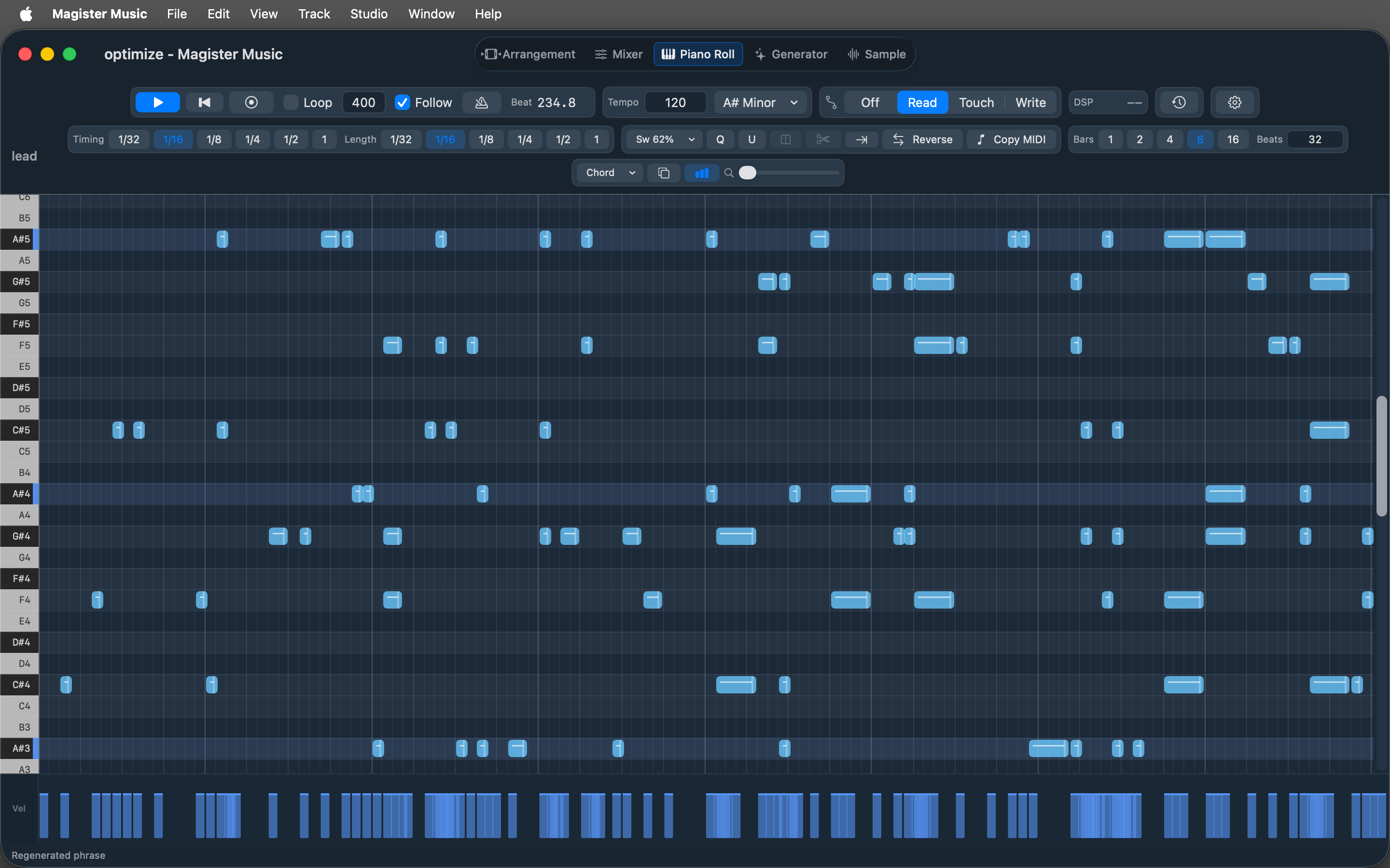 Magister Music piano roll view screenshot