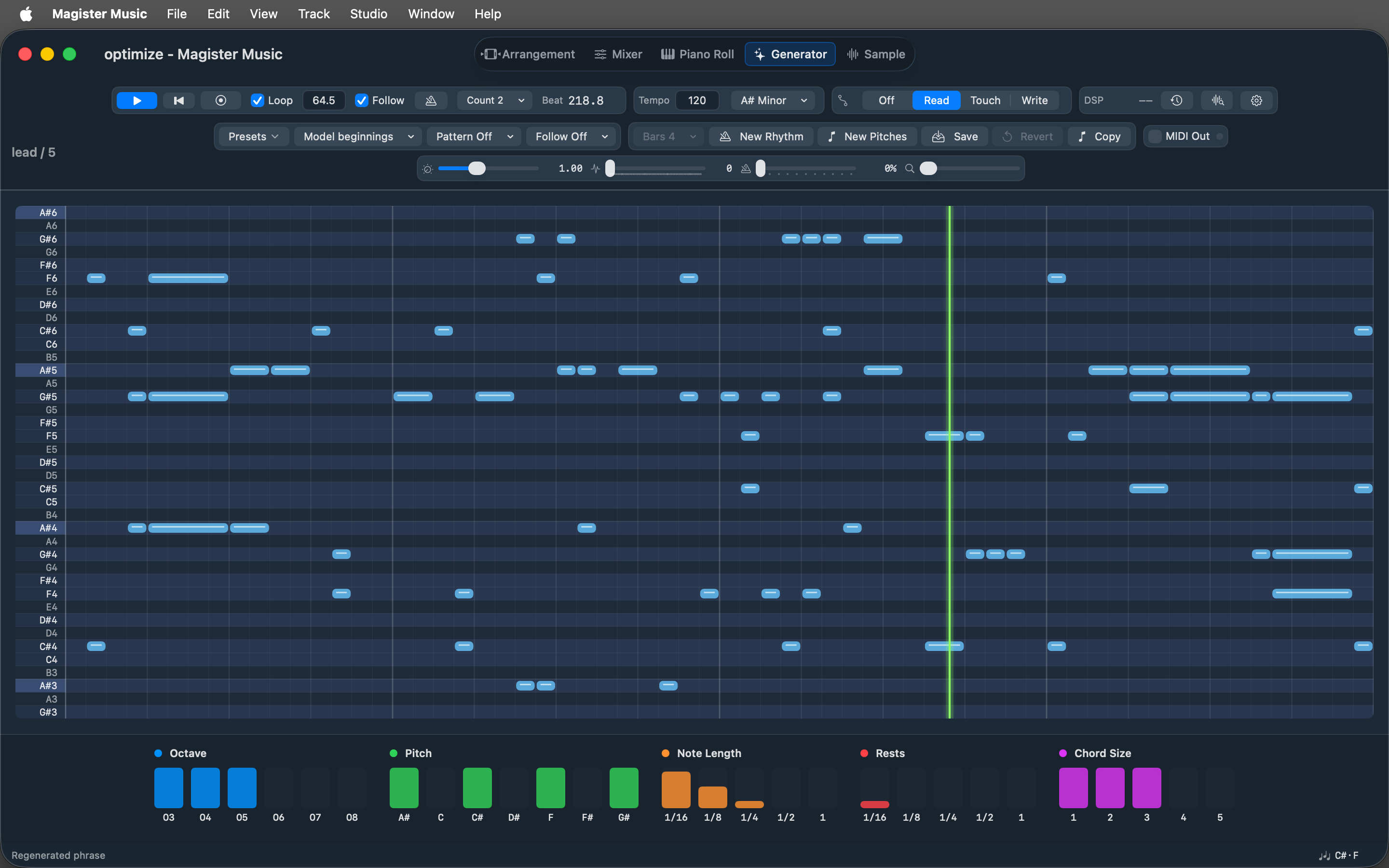 Magister Music generator view screenshot