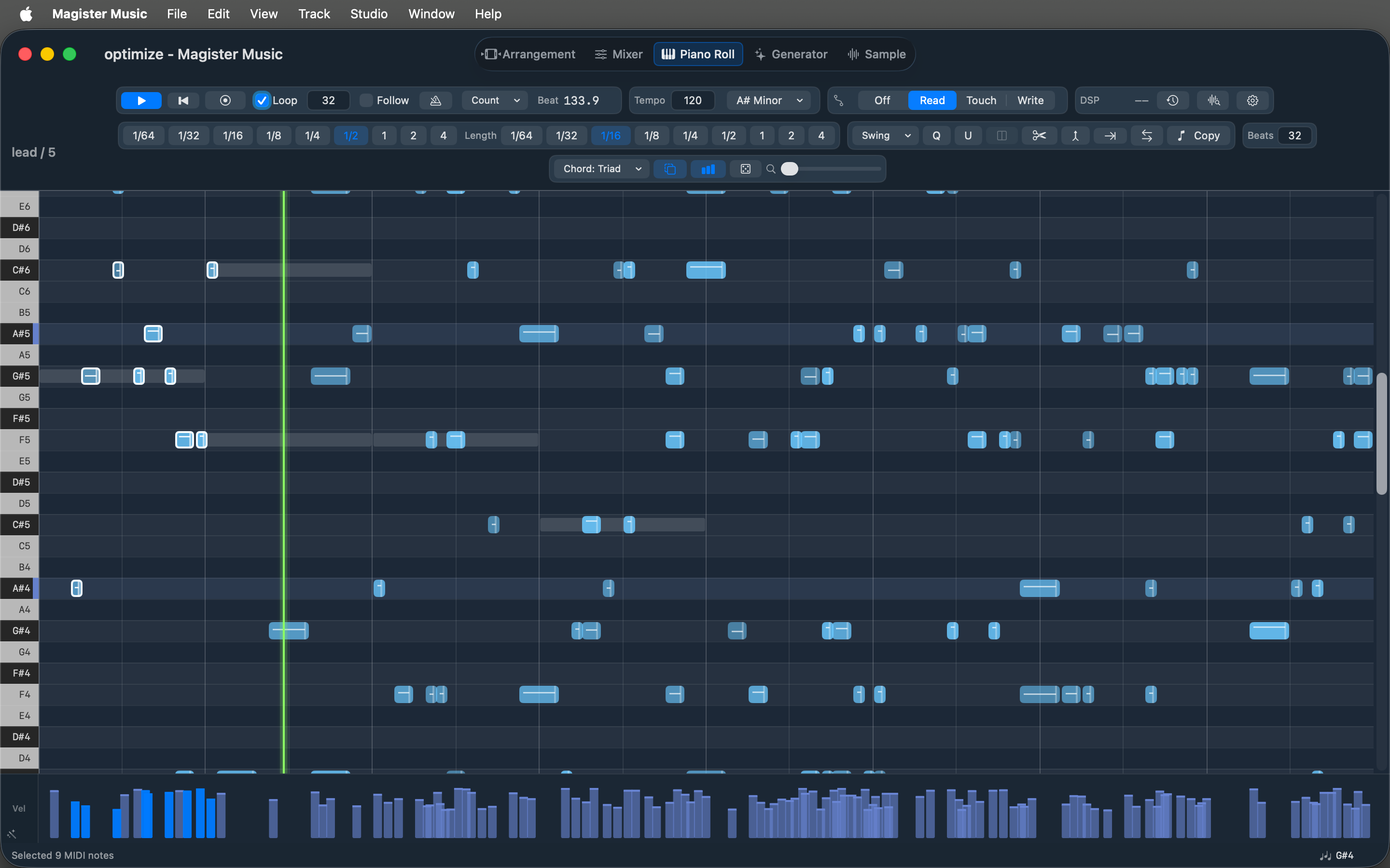 Magister Music piano roll view screenshot